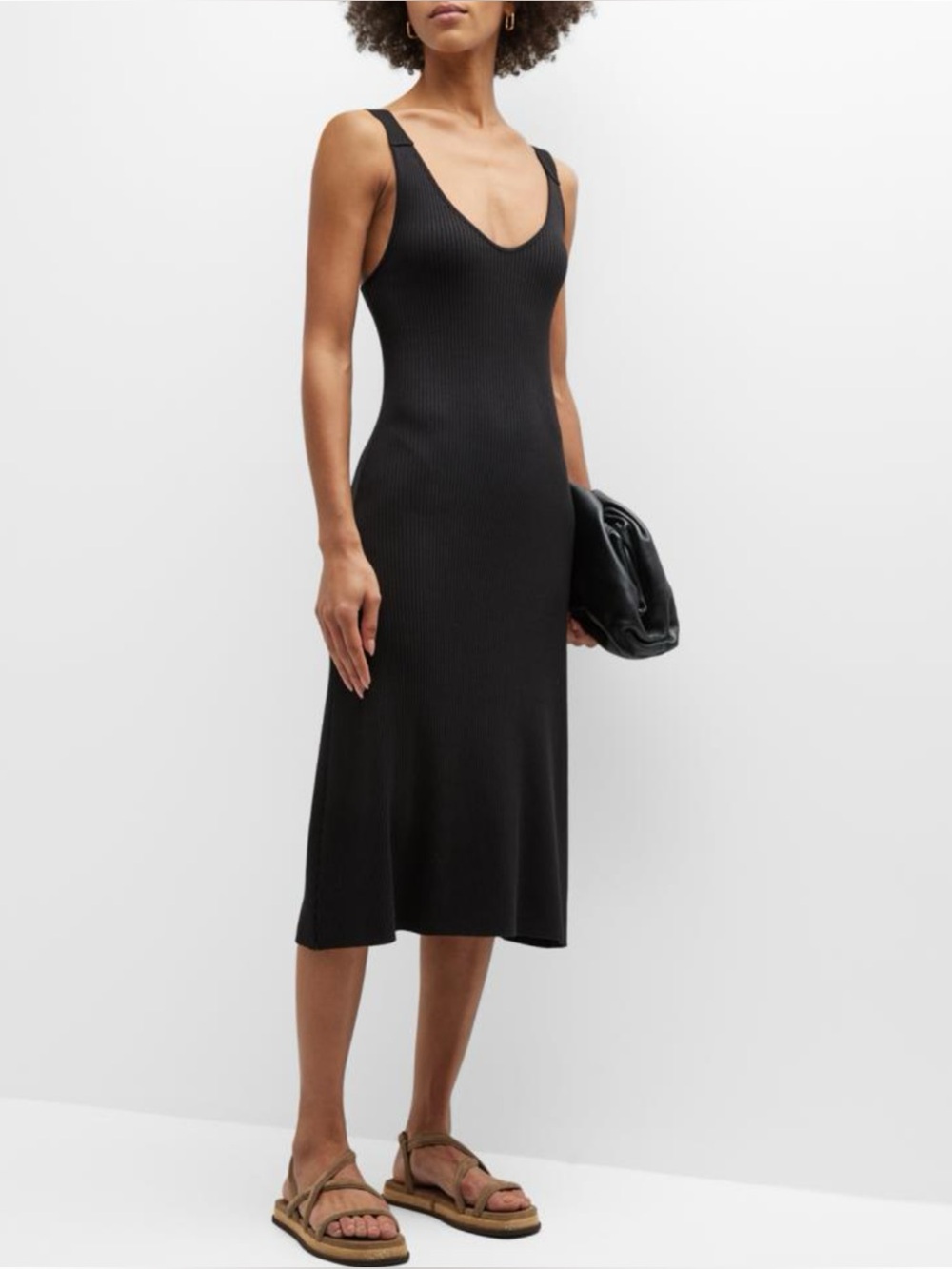 VINCE | NWT Rib-Knit Midi Tank Dress in Black, Size Small